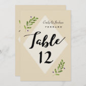 Carte de numéro de table de mariage botanique mode (Devant / Derrière)