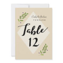 Carte de numéro de table de mariage botanique simp