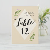 Carte de numéro de table de mariage botanique simp (Debout devant)