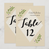 Carte de numéro de table de mariage botanique simp (Devant / Derrière)