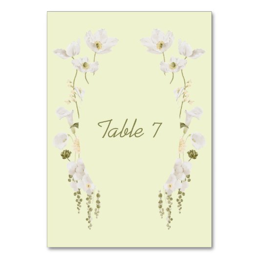 Carte de numéro de table de mariage botanique vert (Par défaut)
