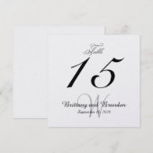Carte de numéro de table de mariage carrée gris no (Devant / Derrière)