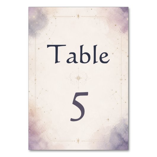 Carte de Numéro de Table de Mariage Céleste (Par défaut)