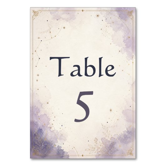 Carte de Numéro de Table de Mariage Céleste (Par défaut)
