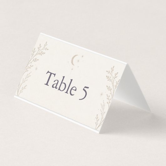 Carte de Numéro de Table de Mariage Céleste (Front)