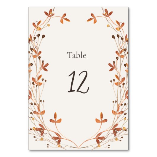 Carte de numéro de table de mariage Champ d'automn (Par défaut)