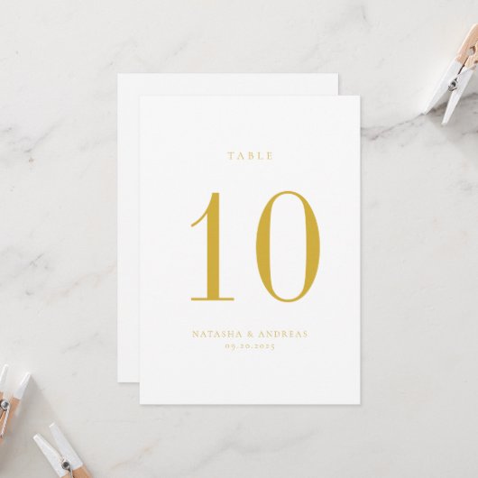 Carte de numéro de table de Mariage chic contempor (Devant/Arrière en situation)