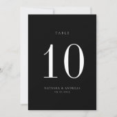 Carte de numéro de table de Mariage chic contempor (Devant)