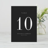Carte de numéro de table de Mariage chic contempor (Debout devant)