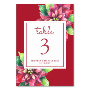Carte de numéro de table de mariage Christmas Poin
