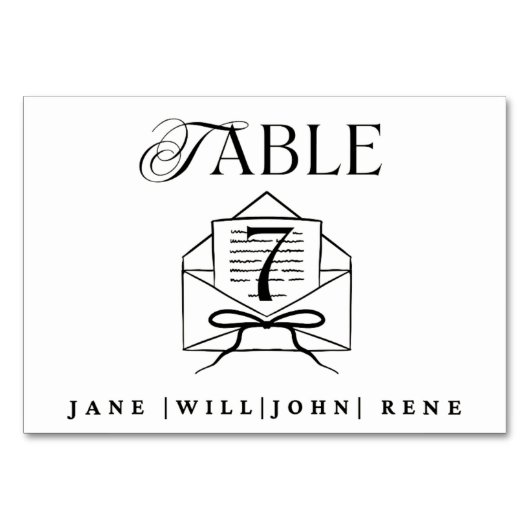Carte de numéro de table de mariage – Conception m (Devant)