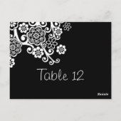 Carte de numéro de table de Mariage de fleurs noir (Dos)