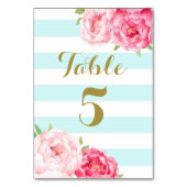 Carte de numéro de table de Mariage de fleurs rose (Dos)