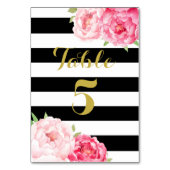 Carte de numéro de table de Mariage de fleurs rose (Dos)