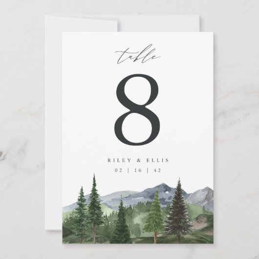 Carte de numéro de table de Mariage de forêt de mo (Devant)