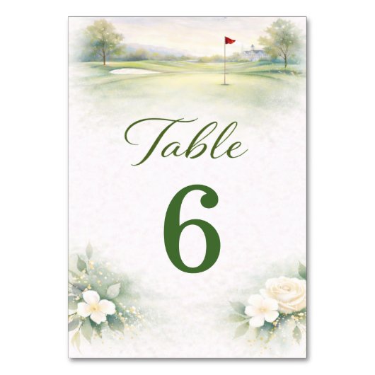 Carte de Numéro de Table de Mariage de Golf (Par défaut)