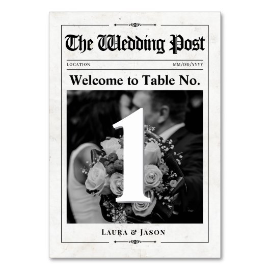 Carte de numéro de table de mariage de journal mod (Par défaut)