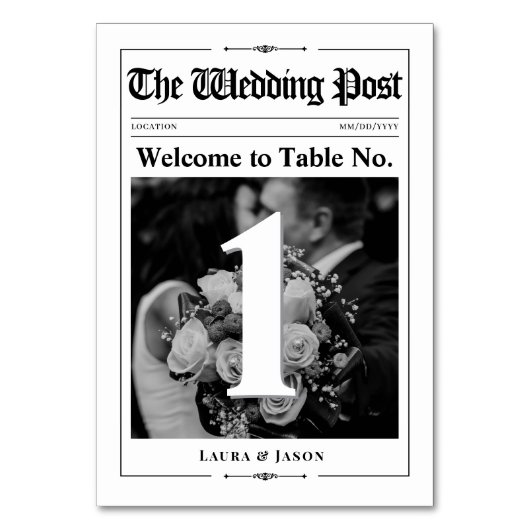 Carte de numéro de table de mariage de journal mod (Par défaut)