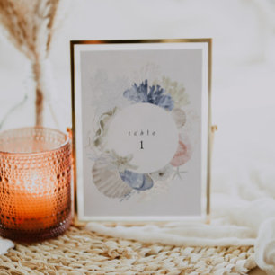 Carte de numéro de table de mariage de la plage de