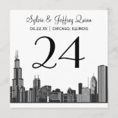 Carte de Numéro de Table de Mariage de la Skyline  (Devant)