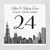 Carte de Numéro de Table de Mariage de la Skyline  (Dos)