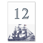 Carte de numéro de table de mariage de navire naut (Dos)