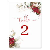 Carte de numéro de table de mariage de Noël à fleu (Dos)