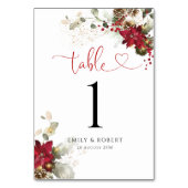 Carte de numéro de table de mariage de Noël à fleu (Dos)