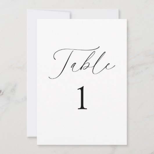 Carte de numéro de table de Mariage de script élég (Devant)