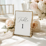Carte de numéro de table de Mariage de script élég<br><div class="desc">Apportez une touche raffinée à votre réception grâce à cette carte de numéro de table mariage de script moderne et élégante, disponible en formats papier et numérique. Avec des lignes épurées et une typographie gracieuse, il complète une variété de thèmes mariages tout en aidant les clients à trouver leur siège...</div>