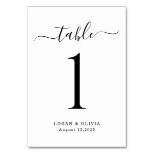 Carte de numéro de table de Mariage de script mini