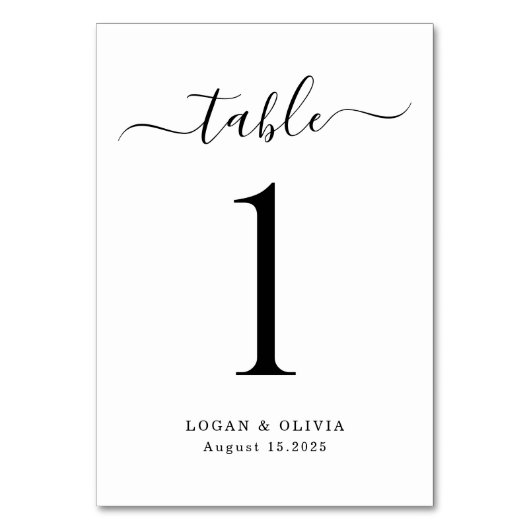 Carte de numéro de table de Mariage de script mini (Par défaut)