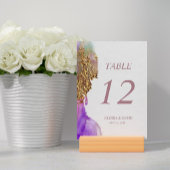 Carte de numéro de table de Mariage d'encre rose v