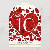 Carte de numéro de table de Mariage des Coeurs rou (Dos)