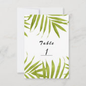 Carte de numéro de table de mariage d'été aux feui (Devant)