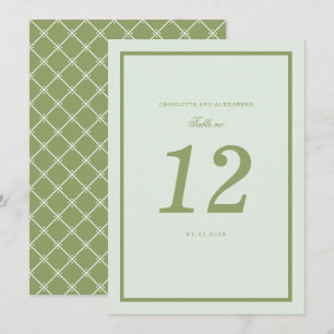 Carte de numéro de table de mariage Domaine de Ver