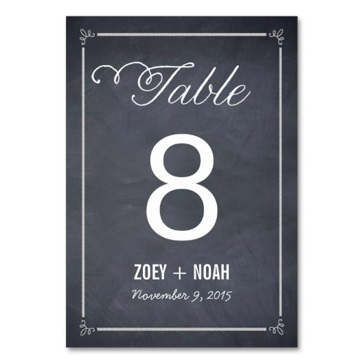 Carte de numéro de table de Mariage élégamment mar (Par défaut)