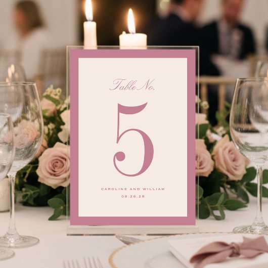 Carte de numéro de table de mariage élégance class