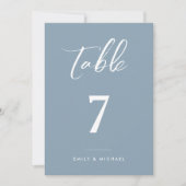 Carte de numéro de table de mariage élégant bleu D (Devant)