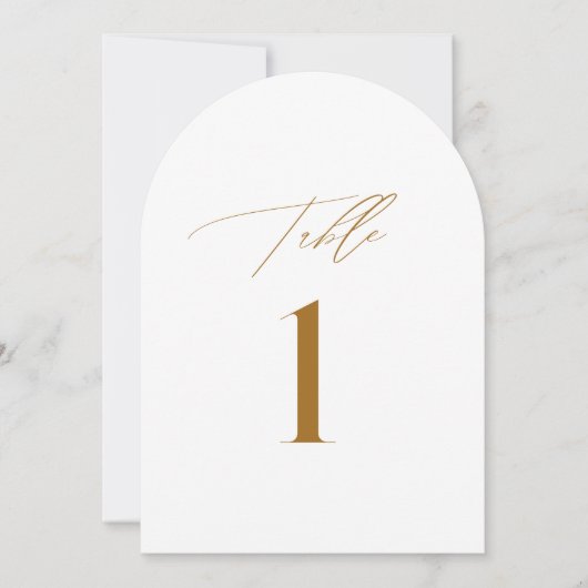 Carte de numéro de table de mariage élégant en bro (Devant)