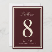Carte de numéro de table de mariage élégante rouge (Dos)