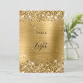 Carte de numéro de table de mariage en feuille d'o (Debout devant)