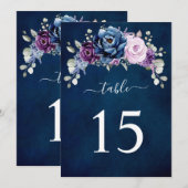 Carte de numéro de table de mariage en lilas viole (Devant / Derrière)