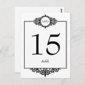 Carte de numéro de table de mariage en noir blanc  (Devant / Derrière)
