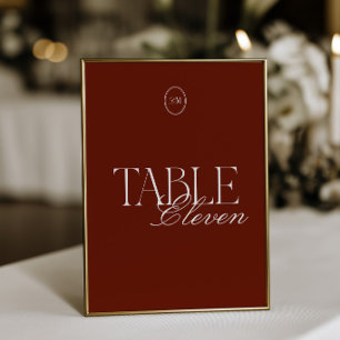 Carte de numéro de table de mariage en terre cuite