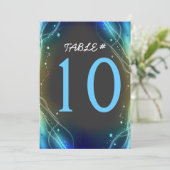 Carte de numéro de table de mariage Étoiles néon b (Debout devant)