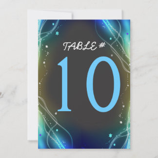 Carte de numéro de table de mariage Étoiles néon b