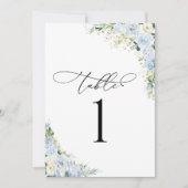 Carte de Numéro de Table de Mariage Fleurie Bleu P (Devant)