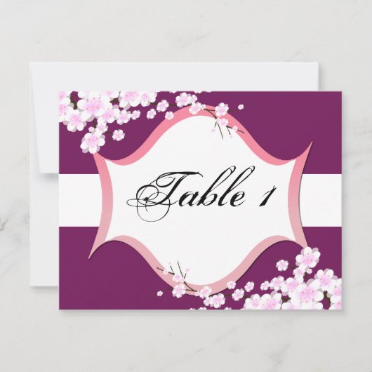 Carte de numéro de table de mariage - Fleurs blanc (Devant)