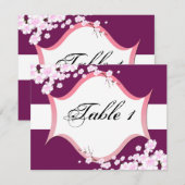 Carte de numéro de table de mariage - Fleurs blanc (Devant / Derrière)